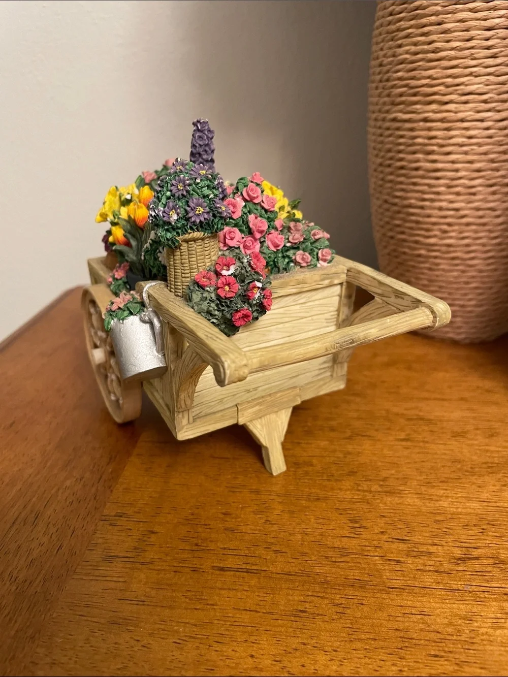 Vintage 1996 San Francisco Music Box Company Resin Flower Cart or Wagon Figure